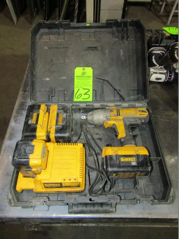 DeWalt DC800 36V Cordless Heavy Duty 1/2"(13mm) Impact Wrench, w/ (3) Spare Model DC9000 Battery Charger, & Case - Price Estimate: - US$