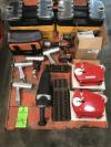 Pallet of Assorted Tools Including (2) Waterloo Toolboxes, (3) Unknown Pneumatic Air Tools, Dayton Vacuum, Assorted Stamps, Ridgid Tool Bag, Charger, Battery & Drill, (2) Uline Heavy Duty Bag Taper