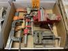 Lot of Assorted Clamps, 4" Bench Vise, 4" Drill Press Vise