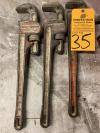 Lot of (3) 18" Pipe Wrenches, (2) Ridgid and (1) Craftsman