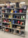 Lot of (2) Shelving Units w/ Assorted Wire Spools