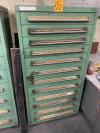 Stanley Vidmar Ball Bearing Tool Cabinet w/ Contents Including Clark Parts, Cat Parts, Ignitions, Link Fuses, Fuses and Contactors