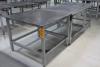 Lot of (2) 43" x 43" and (1) 30" x 43" Heavy Duty Steel Work Tables