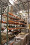 (3) Sections of Tear Drop Style Pallet Racking w/ (3) 14' Uprights and (1) 16' Tall Uprights x 8' Cross Beams x 36" Deep