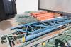 Lot of (9) Assorted Pallet Racking Uprights, Cross Beams and Wire Mesh Decking