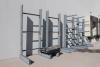 Lot of (4) 12' T x 5' Base x 4' Arm Cantilever Racks w/ (32) Total Arms