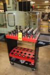 Lot of (24) BT-40 Toolholders w/Collet Chucks & Huot Toolscoot Tool Cart